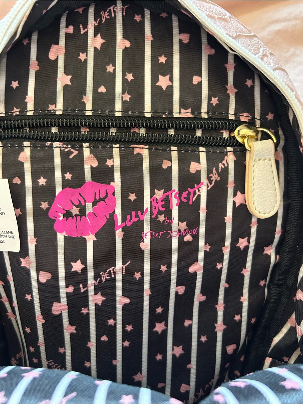 Y2K Betsy Johnson Butterfly-Embossed Light Pink Mini Backpack - Picture 4 of 5